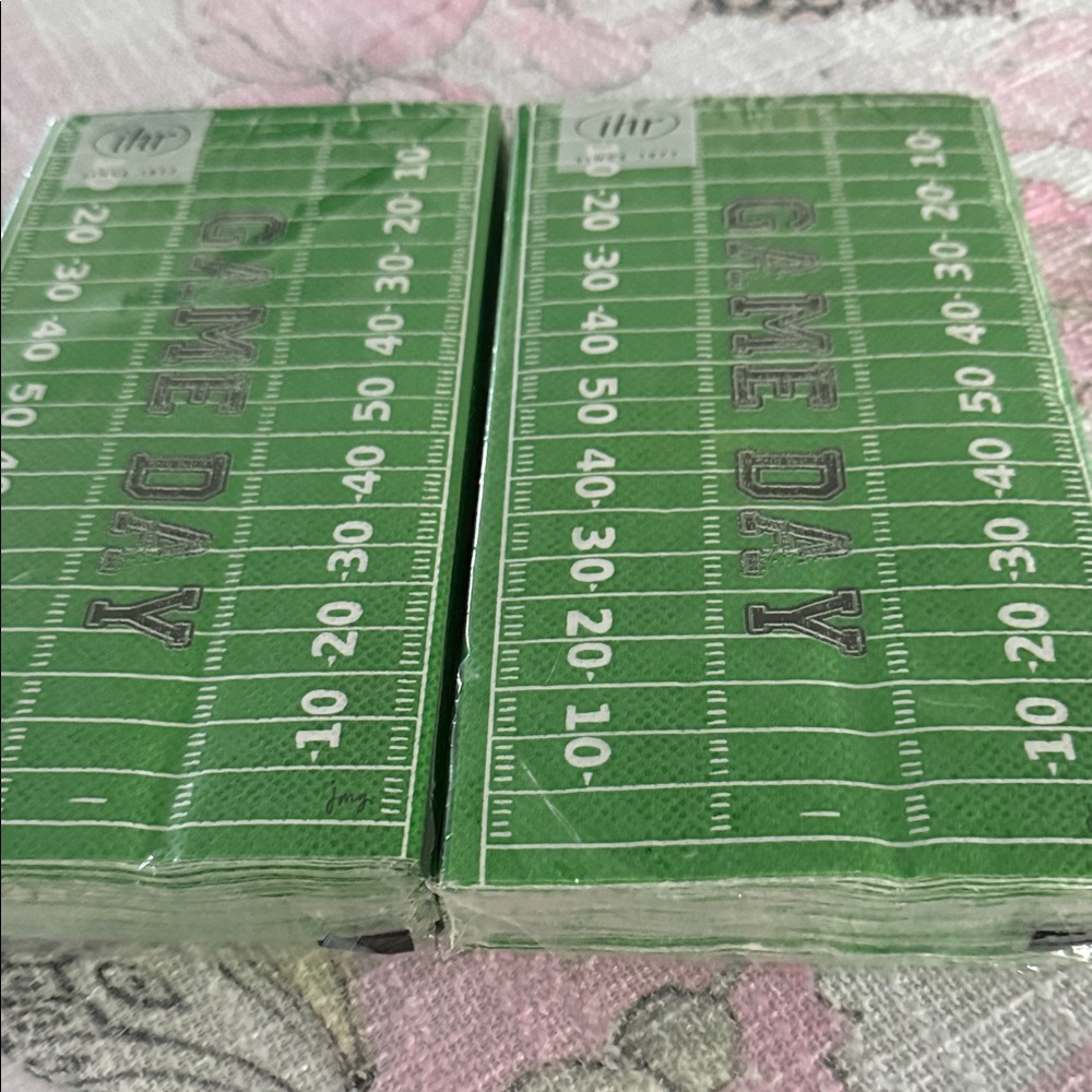 NWT bundle of 2 IHR Green Football Field guest towel napkins